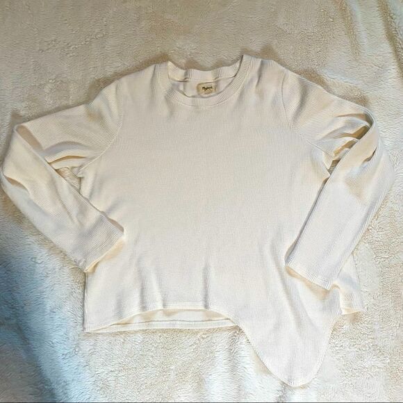 Madewell Off White Waffle Weave Thermal Top size XXL - Picture 3 of 7
